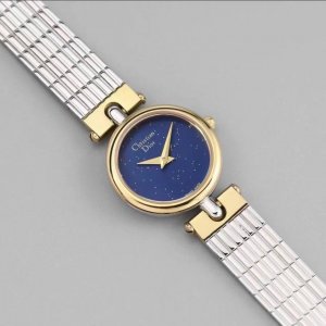 Dior西洋复古vintage星空蓝个性表盘christian Dior迪奥女款古董手表 轻奢欧美中古女表精钢进口石英机芯星空钢链银色圆形时尚 蓝宝玻璃 尺寸直
