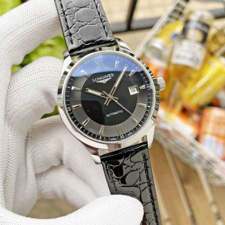 金+20 浪琴 Longines精品男士腕表，经典大三针设计，尊贵大气，绅士风范，卓越品质，热卖全城。采用全自动机械机芯，顶级316精钢表壳，进口小牛皮表带，矿 - 点击图像关闭
