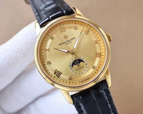 白 -金 再次升级 2024百达翡丽patek Philippe男士腕表 腕表月相系列,秉持了百达翡丽的一贯传统 更唯美的结合了6字位日历与被表友热捧的日月星相