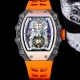 richard Mille 理查米尔 Rm 1系列 搭载全自动进口机械机芯 尺寸40X50X16Mm 碳纤维材质打造的表圈和表柱作为架构支撑，进一步加固其精密结