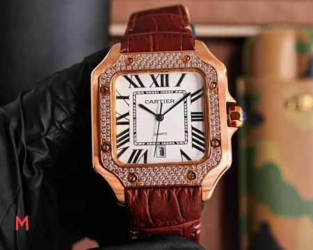 玫皮 玫钻 卡地亚cartier 新款山度士系列 40Mm*12Mmcal 石英机芯 瑞士工艺 高强度蓝光玻璃 精钢表带 原装扣 经典的壳形 永恒的山度士 - 点击图像关闭