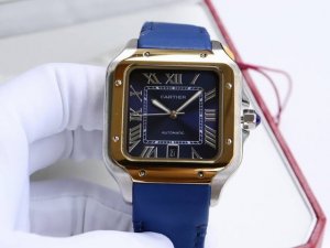 钢皮同价 金+20 卡地亚-Cartier 山度士系列 壳套采用316L精钢 表带：皮带 胶带可选 进口“锥形”高硬度水晶镜耐 全自动机械机芯 精益求精 欢迎品