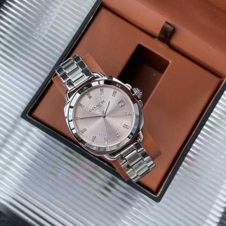 Coachtatum系列.多边形表盘与表圈蚀刻Coach品牌标识，型号：14504156，尺寸：34Mm，进口石英机芯，带按钮蝴蝶扣，简洁大方，高贵优雅，配专柜 - 点击图像关闭