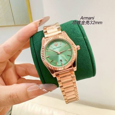 庆祝] 阿玛尼新品石英女表上市，进口机芯，阿玛尼Emporio Armani手表 女表经典时尚欧美表简约2025年新款石英女士腕表 小复古款。大气时尚，多色可选