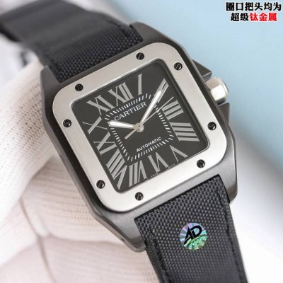 Gz出品！卡地亚最高品质 最新力作 市场顶级复刻 卡地亚Cartier黑武士男款上市 全新的Santos 100 Carbon腕表 型号Wsbb708088px