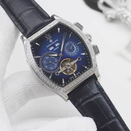 白钻 金钻 品牌：百达翡丽-patek philippe 类型：男士腕表 壳套：顶级版316精钢L 表带：进口小牛皮 316精钢表带 机芯：全自动进口机械机芯 - 点击图像关闭