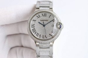 v7版复刻最高版！奢华 卡地亚 Cartier B33 蓝气球 42Mm 满钻系列 采用高端进口奥地利钻石5000+颗镶满表壳及表带 镶嵌工艺5年内掉钻免费补新