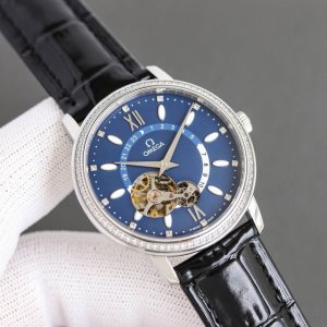 Omega 欧米伽潮男潮流新品男士全满钻壕镶腕表搭载全自动8S63亚洲全自动进口机械机芯零返修904L精钢表壳 意大利小牛皮表带超清高强度宝石镜面，品质保证 白