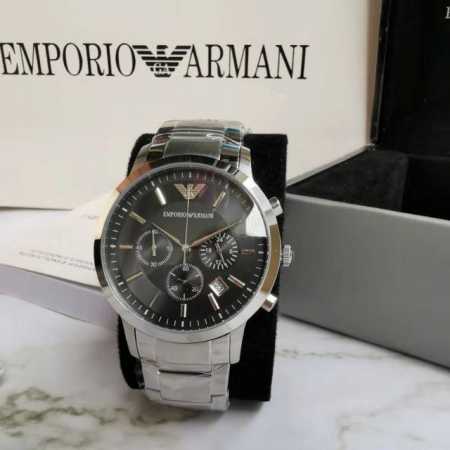 阿玛尼armani 表镜：矿物质玻璃 表带：316L精钢 尺寸：43Mm 黑色表盘钢带突显神秘气质 洋溢现代设计彰显男性魅力 穿搭怎么带怎么好看 - 点击图像关闭