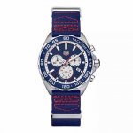 新款到！ 。Original Tagheuer 泰格豪雅F1系列，F1红牛队限量版，石英男士腕表 原单货！六针计时带日历！瑞士原装机芯！精钢表带表壳，蓝色尼龙带