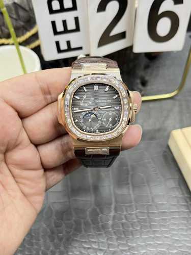 Ppf百达翡丽V3版本鹦鹉螺总裁5712玫瑰金钻圈款 40Mm*8.3Mm Cal.240一体机真动能机械