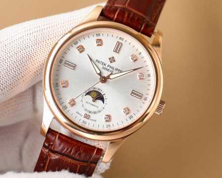 白 -金+50。 再次升级 百达翡丽Patek Philippe男士腕表．腕表月相系列,秉持了百达翡丽的一贯传统，更唯美的结合了6字位日历与被表友热捧的日月星相 - 点击图像关闭