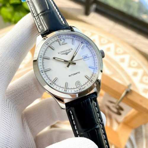 白 -金 钢带+20 浪琴-Longines 精品男士腕表经典大三针设计 尊贵大气 绅士风范 卓越品质 热卖全城 采用全自动机械机芯 顶级316精钢表壳表带 矿