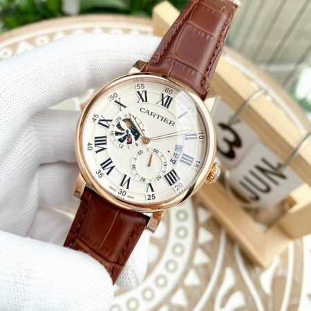 白壳 玫 钢20 卡地亚-Cartier 精品男士腕表，多功能设计，尊贵大气，绅士风范，卓越品质，热卖全城。采用全自动机械机芯，顶级316精钢表壳，进口小牛皮表 - 点击图像关闭