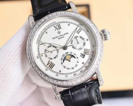 白 -金 百达翡丽patek Philippe复杂功能系列-纯手工-雕花腕表-惊艳登场，42毫米的表径适配大众男性手寸，非常商务可亦休闲。整表表壳手工雕刻花纹， - 点击图像关闭