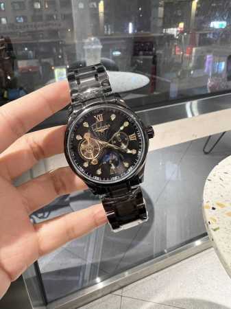 品牌：浪琴陀飞轮系列，2表带：意大利小牛皮 316L精钢表带，尺寸：表径42Mm，厚度11Mm，机芯：亚洲自动机械正品一比一开模，超薄陀飞轮机芯，机芯带 24小 - 点击图像关闭