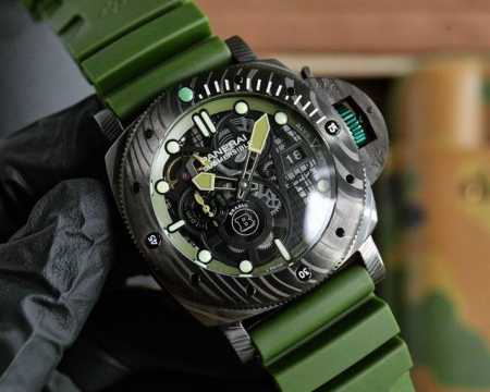 v7沛纳海新款Submersible Bmg-Tech ─ 47毫米潜行系列劲爆镂空腕表搭配原装进口2555全自动机械机芯以沛纳海全新材质Bmg-Tech材质打 - 点击图像关闭