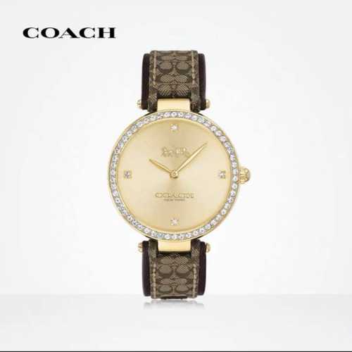 Coach 蔻驰park系列日晖纹表盘石英女士手表欧美腕表park的名字源自迷人的的纽约街道 表壳点缀的闪亮的水晶 展现迷人的气质 经典皮加帆布带 型号1460