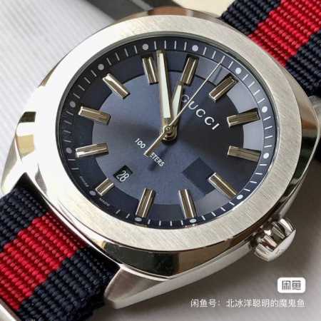gucci 古驰石英男式腕表，Gg2570系列运用1970年代的几何设计，搭配圆润抛光的方形表壳，内圆外方使整表赋予了一丝复古气息和浓郁的时尚元素，搭载原装瑞士 - 点击图像关闭