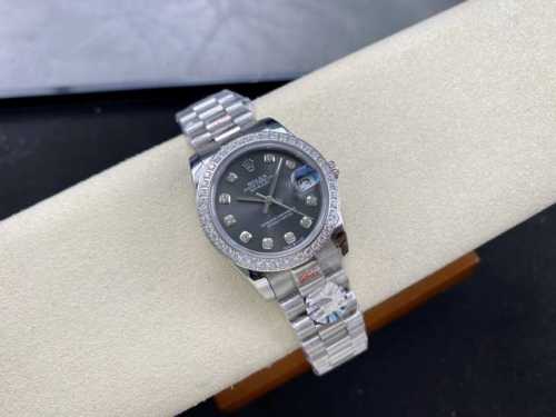 女款 劳力士Rolex 单历 日志型31Mm 直径 31Mm 机芯 搭载全自动机械机芯 圈口 劳力士Ringcommand三角坑纹 光圈 钻圈 镜面 防刮蓝宝石